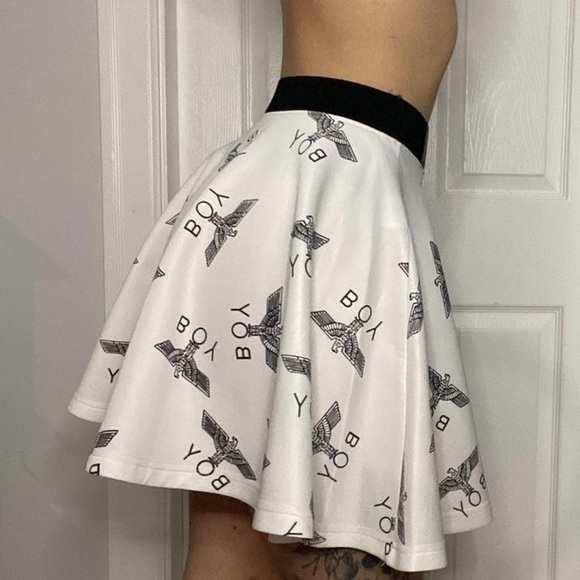 White and Black Boy London Logo Skater Skirt - Picture 3 of 4